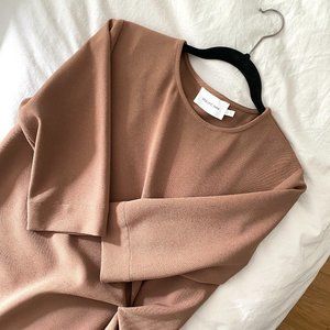 Mijeong Park Knot Drape Dress, Camel